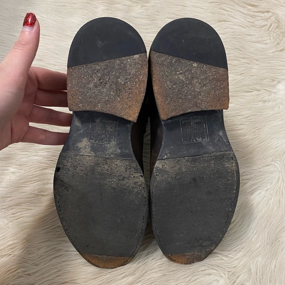 Frye Brown Leather Jamie Artisan Fashion Lace Up Distressed Combat Boots - Picture 8 of 11